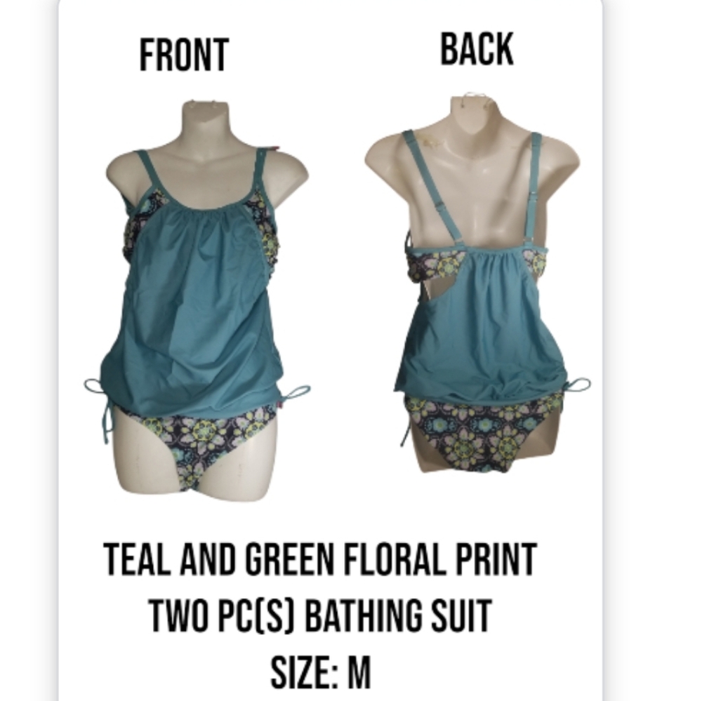 Floral Teal and Green Swim Coverup